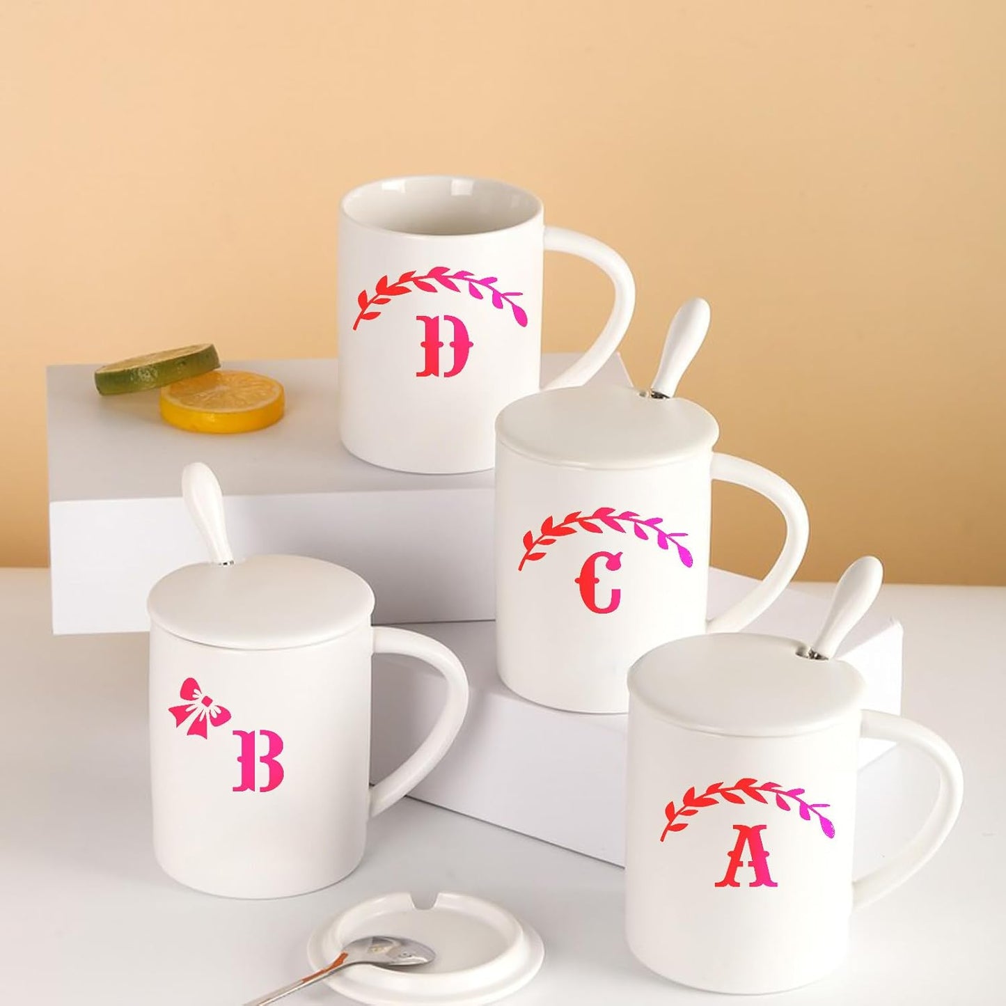 6x6in Alphabet Letter & Number Cookie Stencils for Royal Icing & Sugar Cookie Decoration - 16 Pcs Assorted Sizes