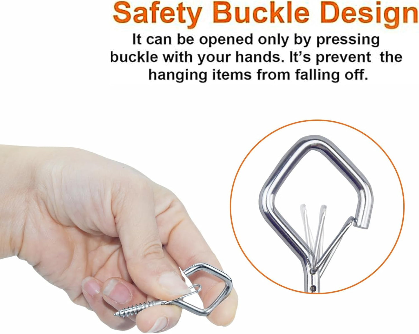 20PCS Eye Screw Hooks for Hanging Heavy Duty with Safety Buckle.Metal Ceiling Hooks for Hanging Plants,Cup,Wind Chime,Bird Feeders,String Lights at Indoor&Outdoor,2.36 Inch(No Drill Bit)