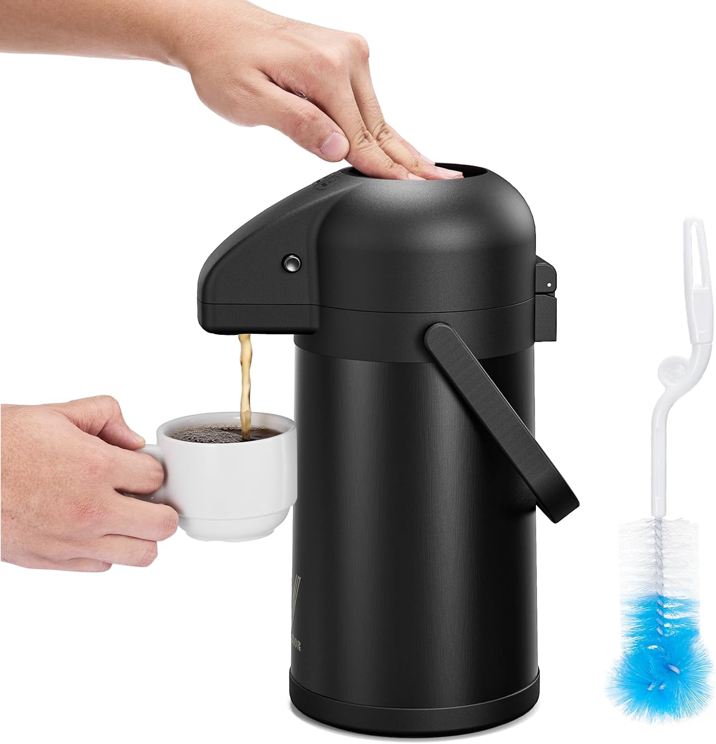 Airpot Coffee Carafe for Keeping Hot - 64 OZ/ 2.0L Coffee Dispenser with Pump - Insulated Stainless Steel thermal carafe for Hot Drinks Water Tea Chocolate - Hot Beverage Dispenser for Parties