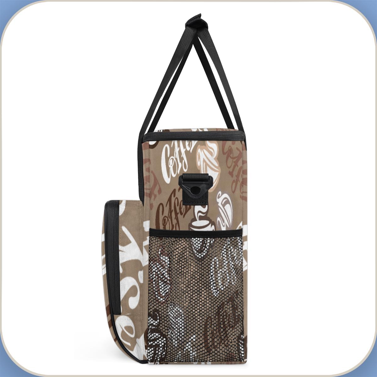 Coffee Time Coffee Maker Carring Bag Hand Drawn Coffee Travel Carrying Storage Tote Bag Compatible with Keurig K-Mini or K-Mini Plus Portable Single Serve Coffee Brewer Case with Pockets for K-cup Pods