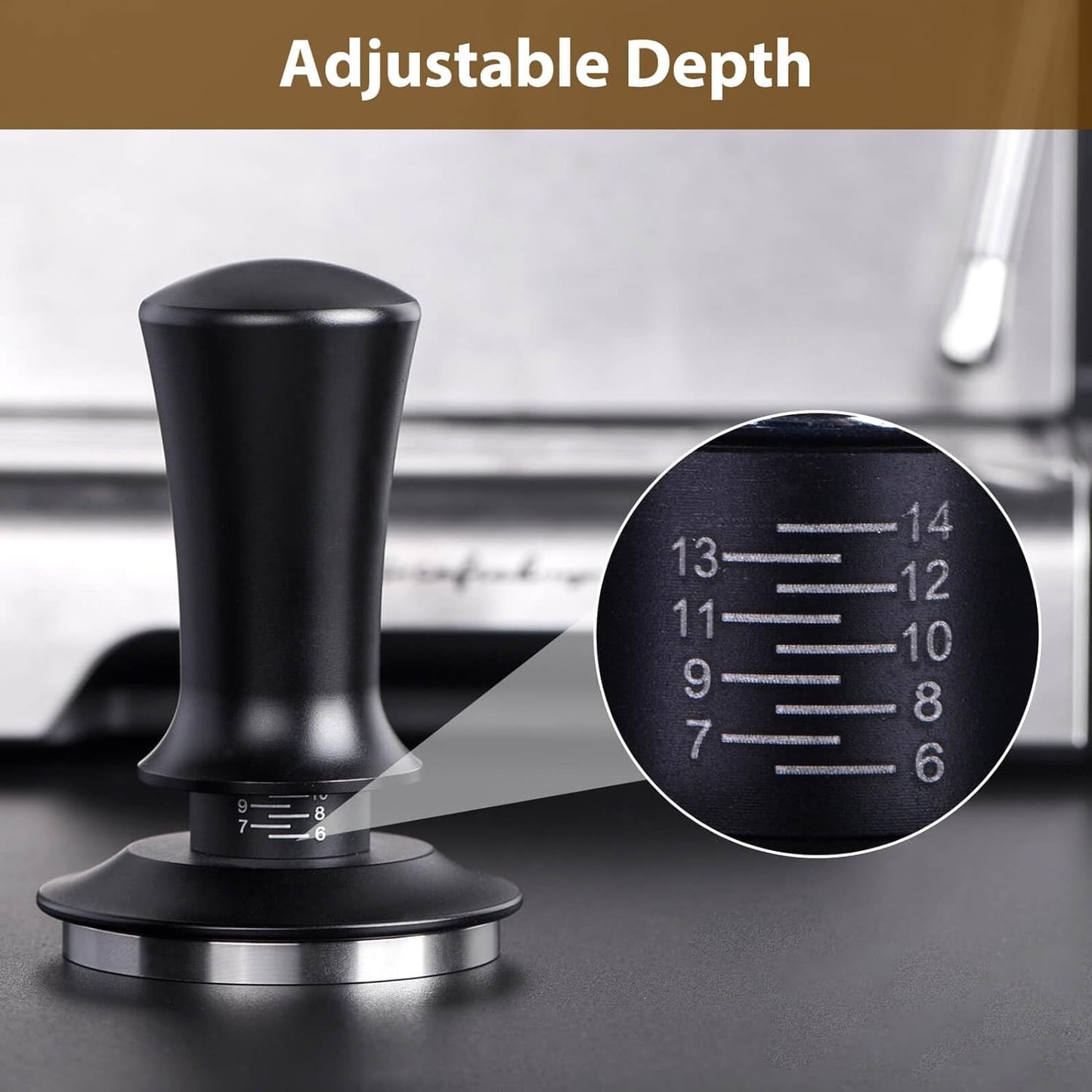 58mm Espresso Tamper, Coffee Tamper for Espresso Machine, Espresso Tamp with Spring Loaded Tamper, Depth-adjustable Espresso Hand Tampers 58mm