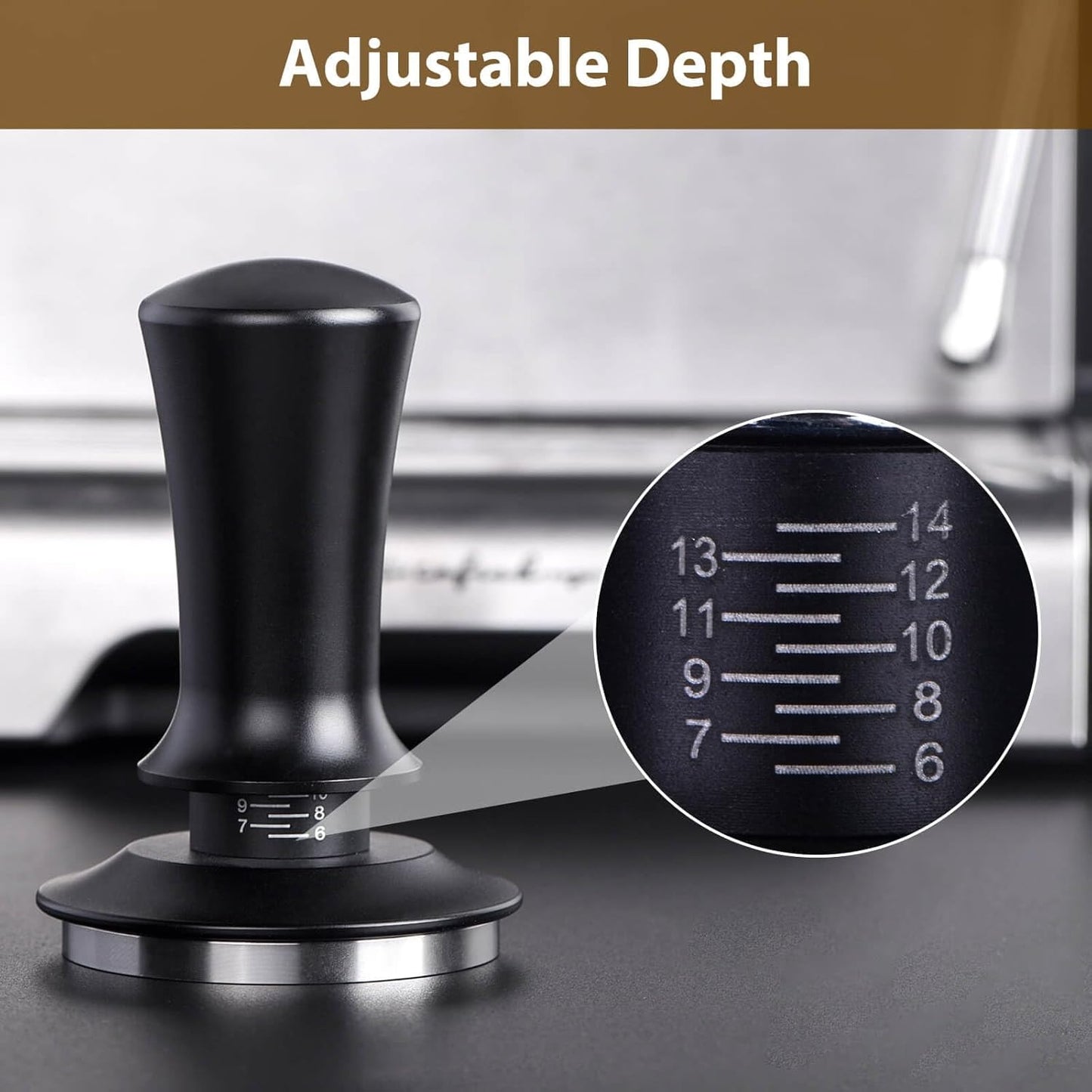 51mm Espresso Tamper, Coffee Tamper for Espresso Machine, Espresso Tamp with Spring Loaded Tamper, Depth-adjustable Espresso Hand Tampers 51mm