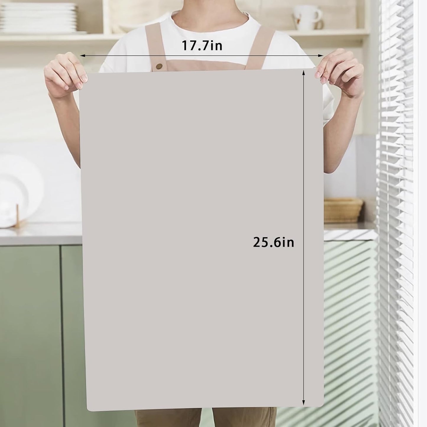 Silicone Placemats, Food-Grade Non-Slip Waterproof, Dining, Stain Resistant, Countertop Protector, Kitchen Counter Mat, Heat Resistant, Baking mat Dishwasher Safe (25.6"×17.7"-1pc Thicken White Gray)