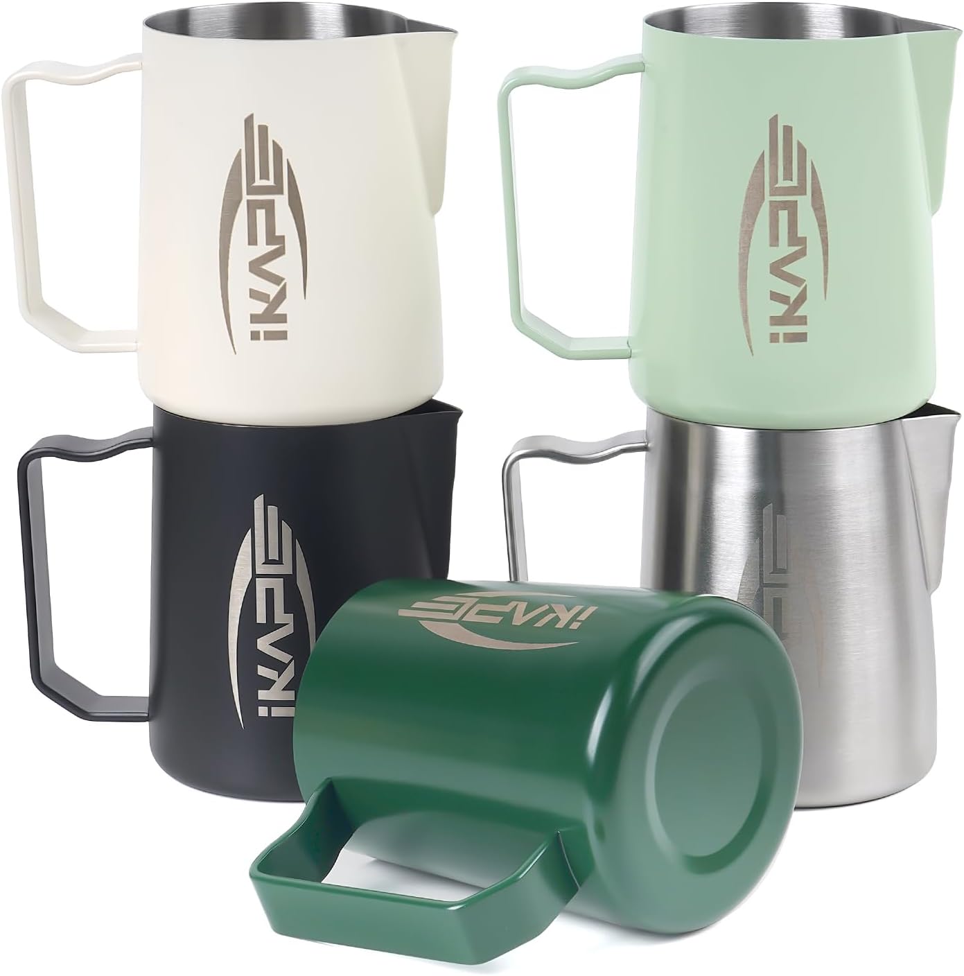 IKAPE Espresso Milk Pitcher, Espresso Steaming Pitcher with Sharp Spout for Espresso Barista Tool, 20.3 oz / 600ml Milk Frothing Jug (Silver)