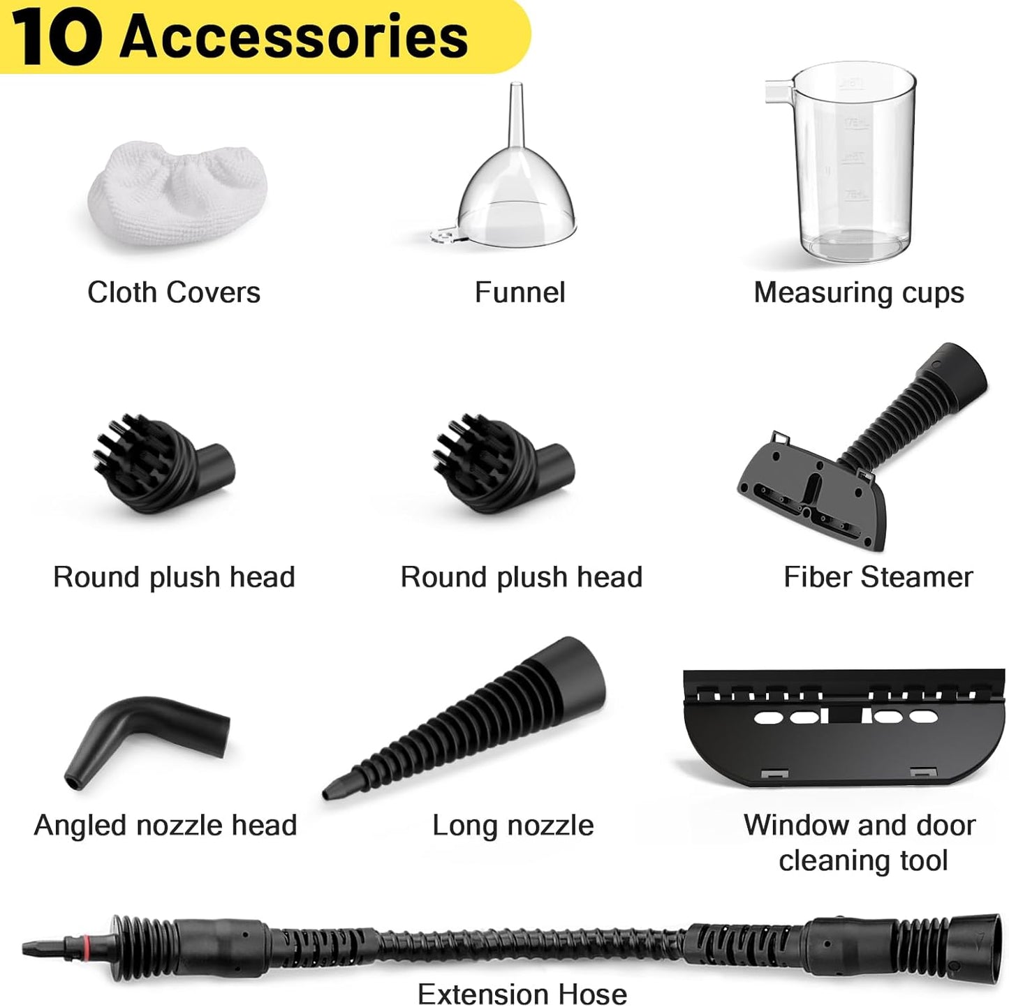 Handheld Steam Cleaner, Steamer for Cleaning, Multipurpose Portable Steam Cleaners for Home Use with Safety Lock and 10 Accessory Kit to Remove Grime, Grease, and More, Save Time and Effort