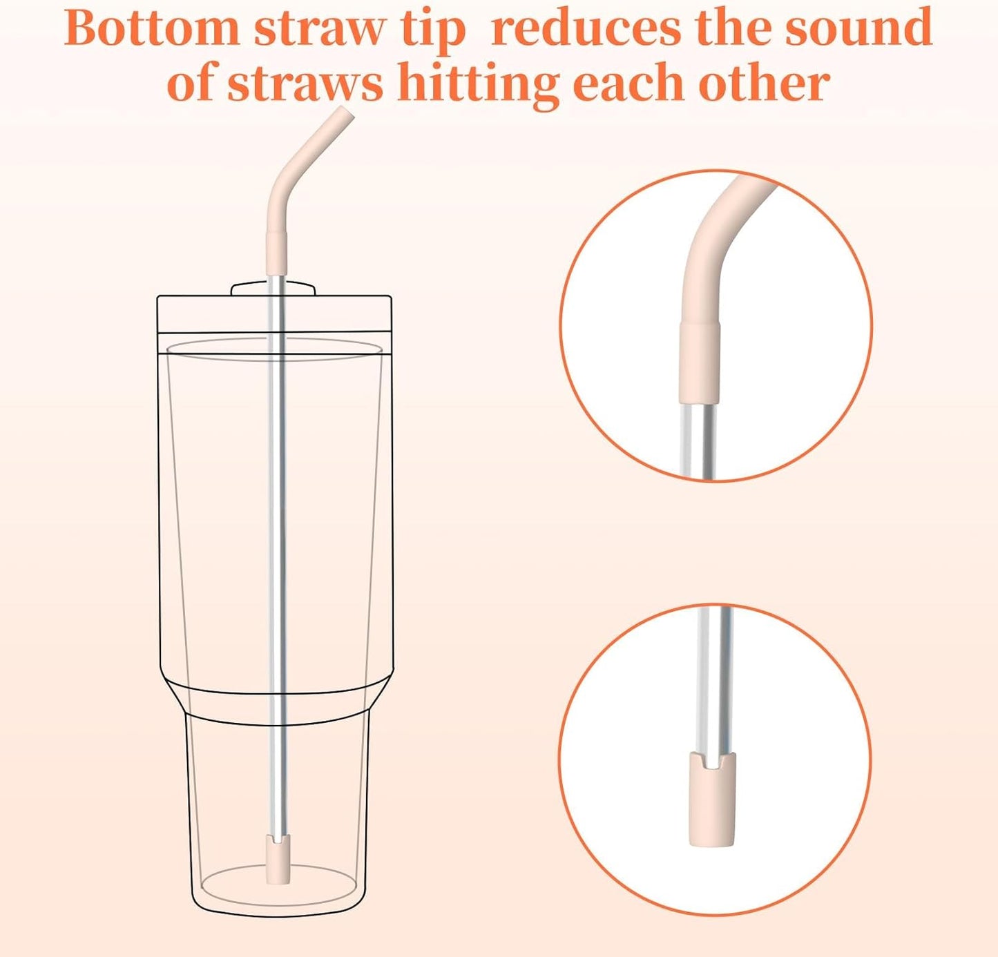 5PCS Bright Color Silicone Metal Strawing Tips, Rubber Straw Tips/Reusable Rubber Straw Sleeve for 8-10mm Diameter Straws, Siliconeing Straws Extenders for Metal Strawings, Silicone Extender Tipings