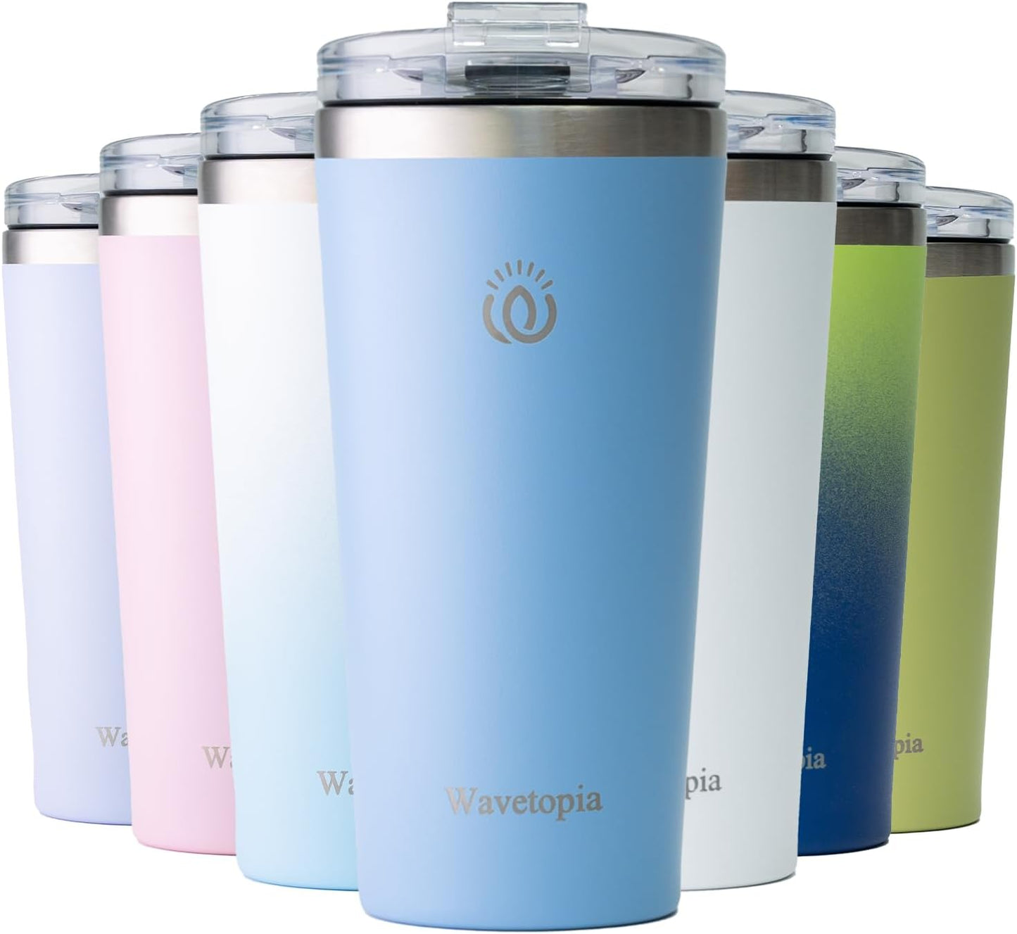 Insulated Coffee Mug with Lid, Reusable Stainless Steel Travel Coffee Cup, 16 Oz Double Wall Vacuum Spill Proof Tumbler Cups for Men and Women Hot & Cold Drinks（Light Blue）