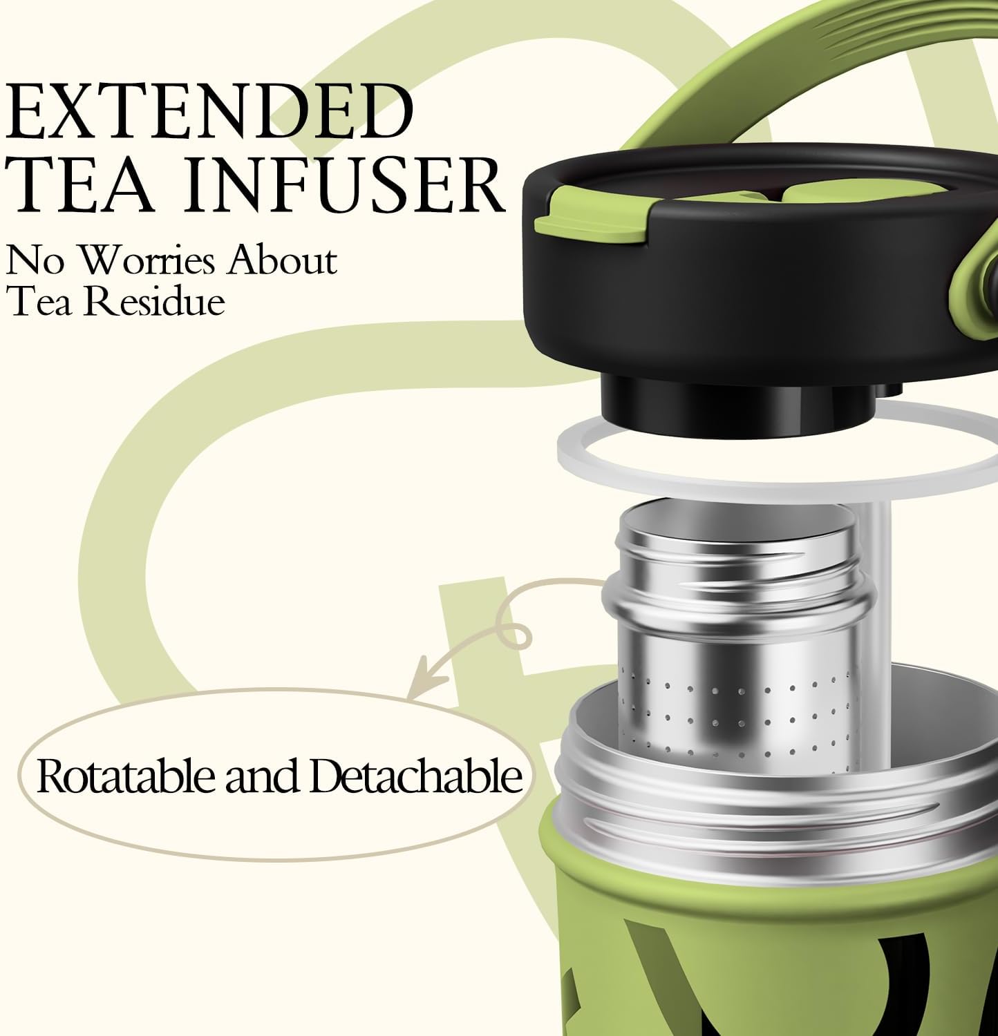 GOOM 20 oz Spill Proof Tumbler with Lid and Straw, Top Handle, Extended Tea Infuser, 6-Layer Insulation 18/10 Stainless Steel, Christmas Gifts for Mom Women Man Her, Teacher Gifts - Green