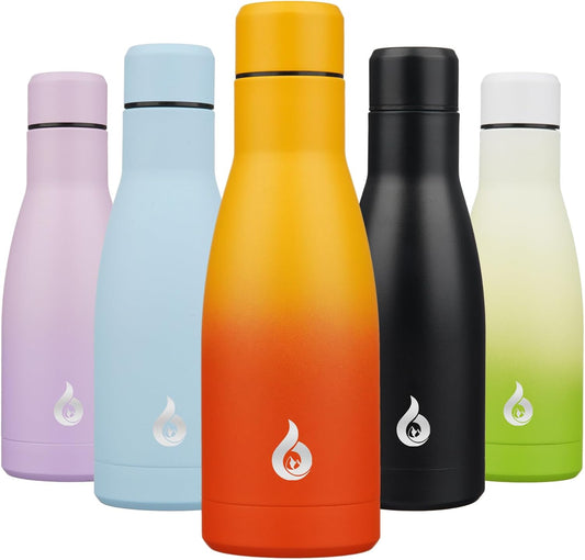 BJPKPK Insulated Water Bottle 12oz Samll Stainless Steel Water Bottles Reusable Metal Thermos Keep Cold and Hot,Sunset Orange