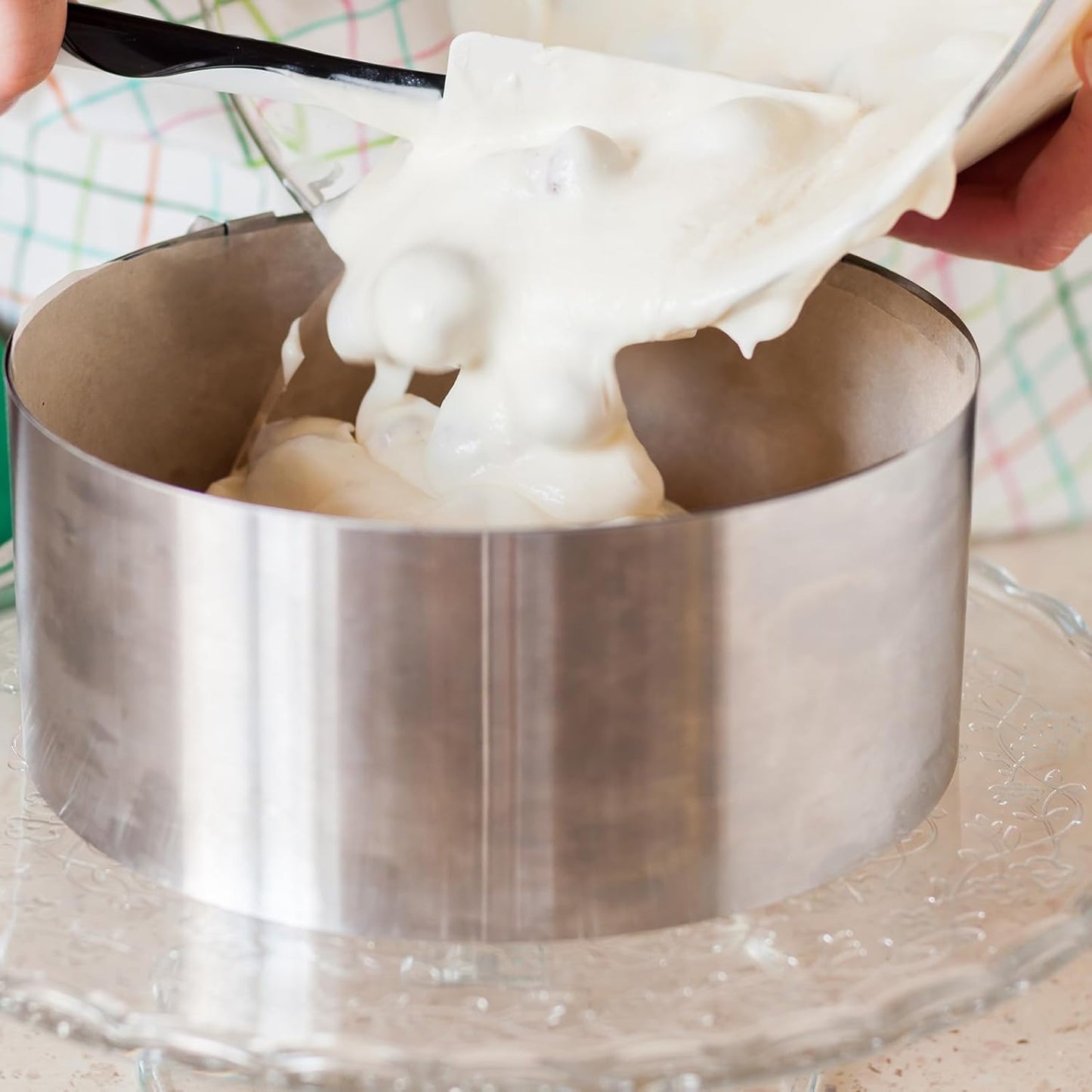 HARFINGTON Round Cake Ring 7.09 x 1 Inch Seamless Stainless Steel Pastry Mousse Dessert Ring Mirror Coating for Baking Cooking English Muffins Crumpet Making Tool