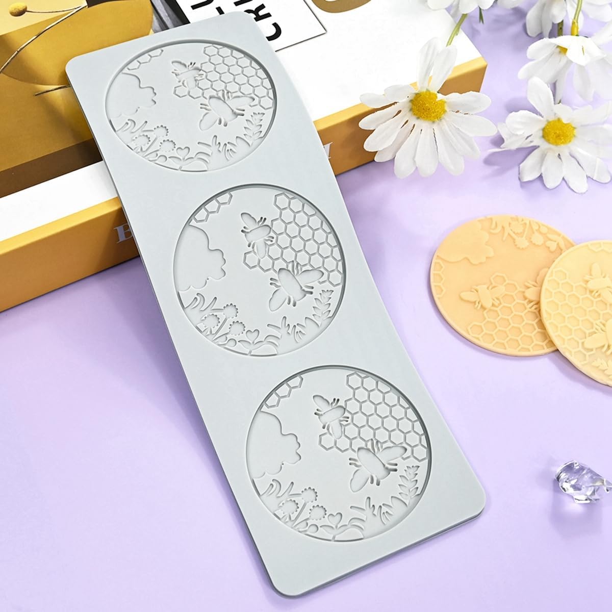 TUKE 3D Honeycomb Lace Fondant Mold Lace Beehive Wedding Cake Silicone Mousse Sugar Craft Icing Mat Pad Pastry Baking Tool (B_ Honeycomb)