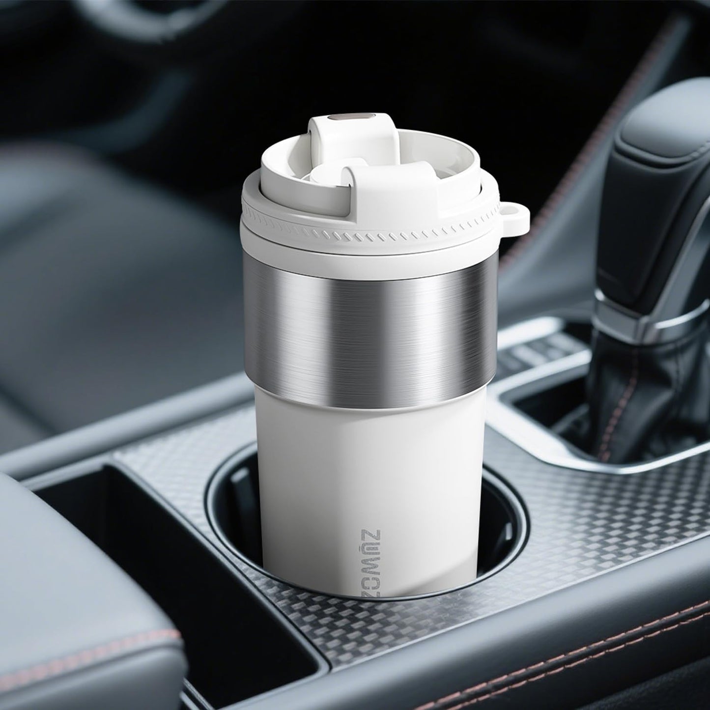 Insulated Travel Coffee Tumbler Mug - Ceramic Inner Wall Reusable Iced Coffee Cups Bottle with Lids, Stainless Steel Insulated Cold Brew Water Tumbler with Straw, BPA Free 16 Oz Water Bottle