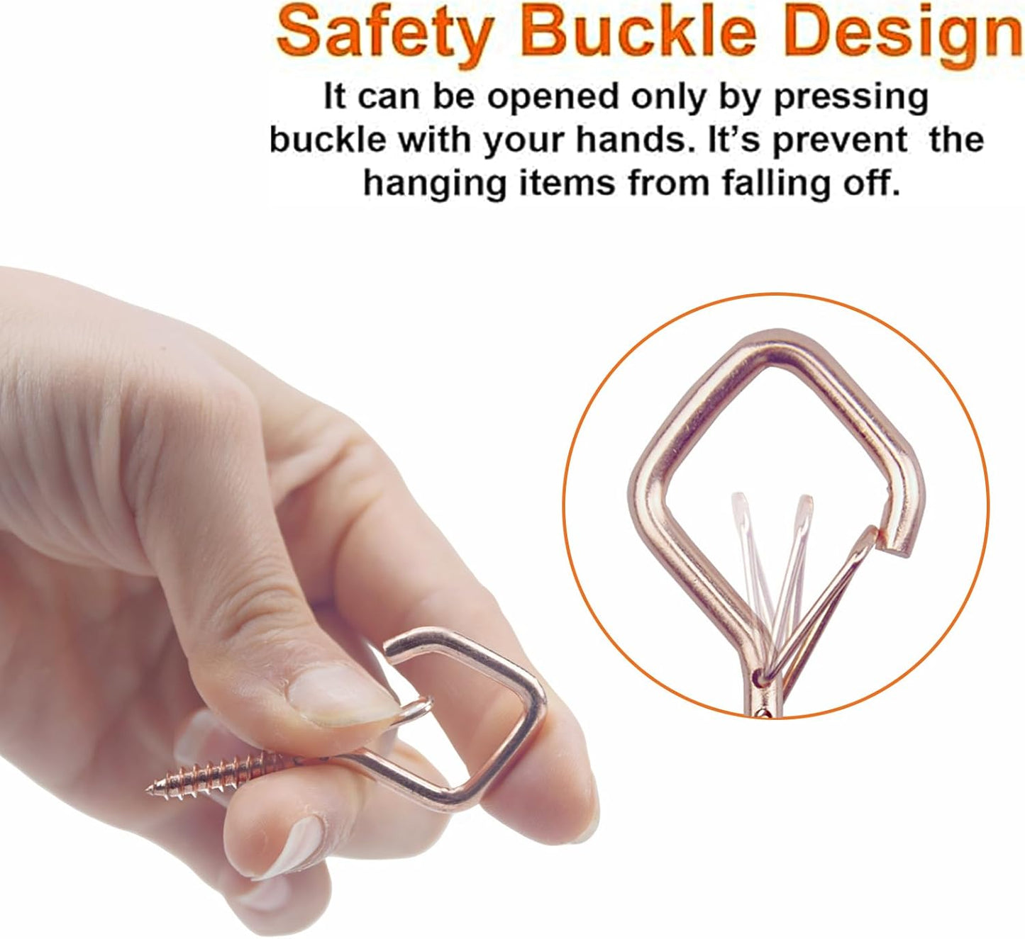 10PCS Eye Screw Hooks for Hanging Heavy Duty with Safety Buckle.Metal Ceiling Hooks for Hanging Plants,Cup,Wind Chime,Bird Feeders,christmas String Lights at Indoor&Outdoor,2.36 Inch(No Drill Bit)