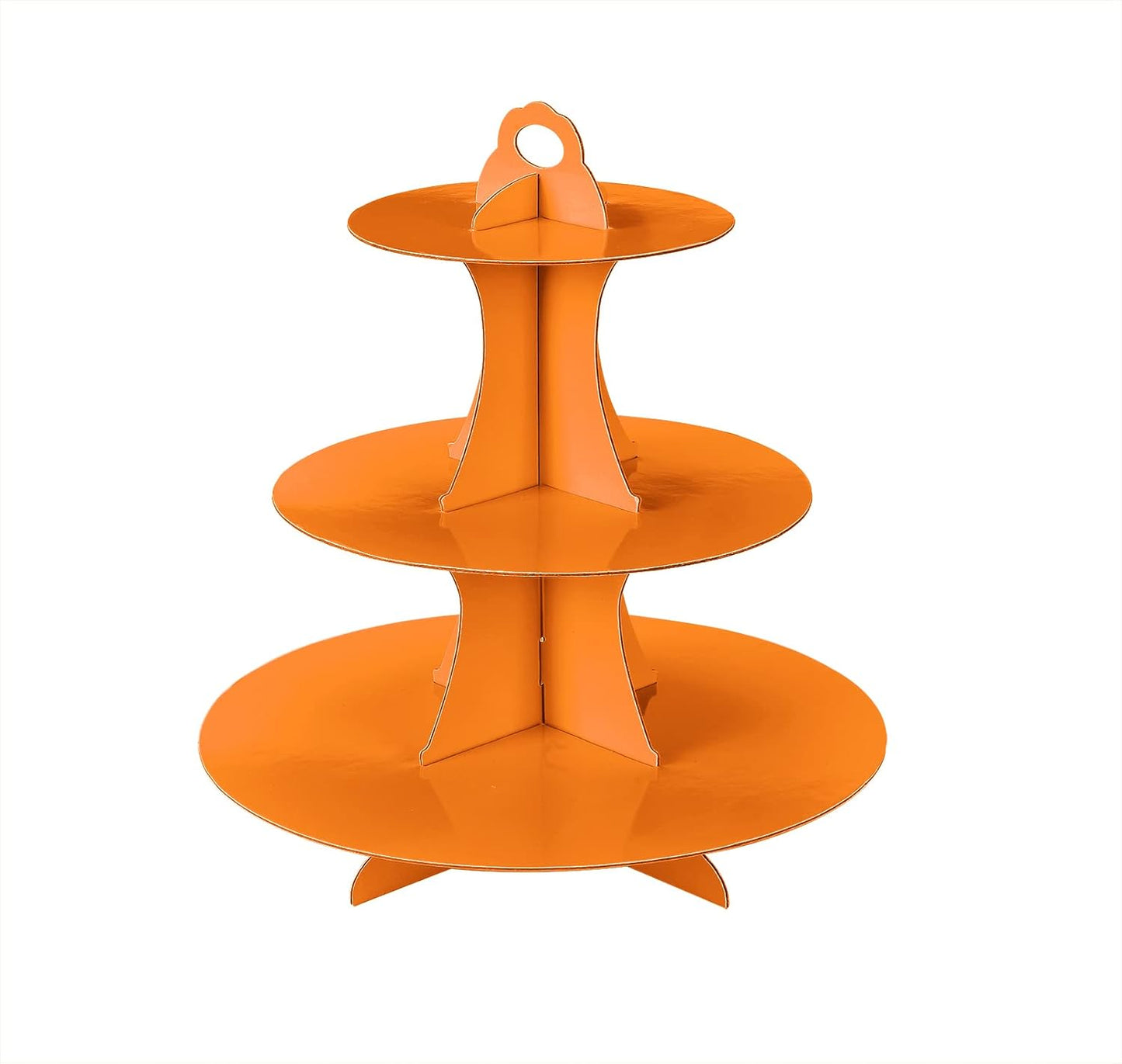 3-Tier Cupcake Stand, Cake Stand holder, Tiered DIY Cupcake Stand Tower for Dessert Table Displays, Birthday Theme Party Favors Decoration, Floral Tea Party, 12" W x 12.8" H, Orange