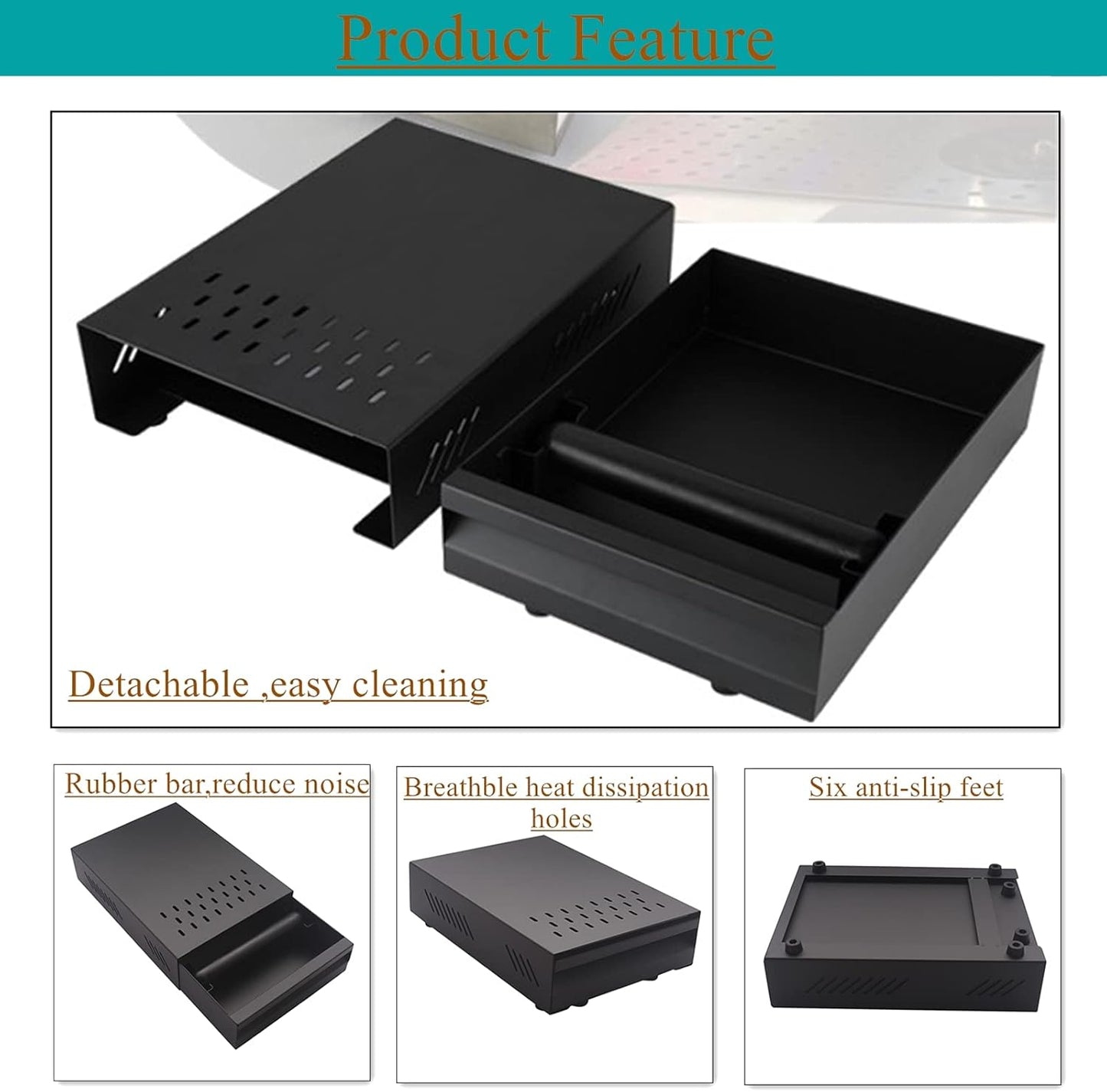 Espresso Knock Box Drawer, 2.5L Capacity Stainless Steel Detachable Coffee Ground Knock Container, For Home, Office, Restaurant and Coffee Shop (Black)