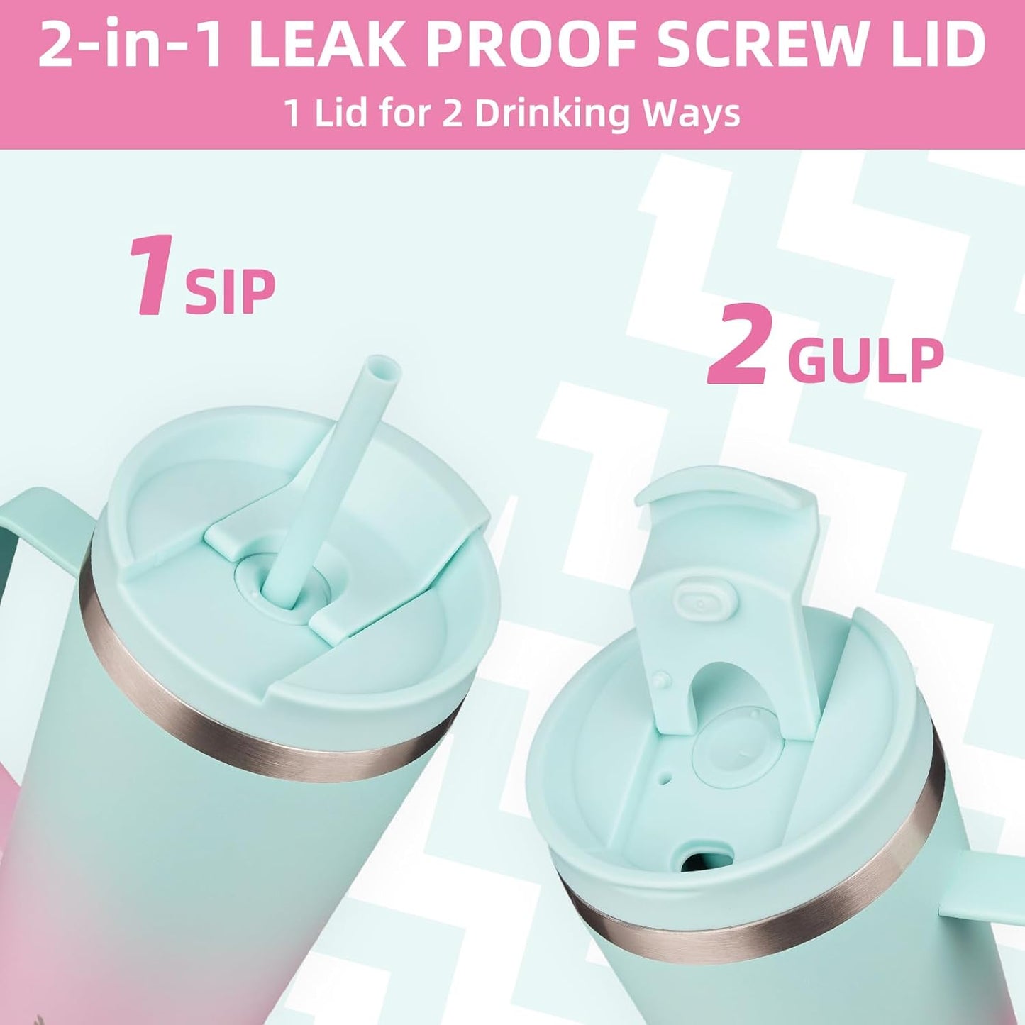 BJPKPK Insulated Tumbler with Handle, 18oz Insulated Tumblers with Lid and Straw, Stainless Steel Metal Water Bottles, Coffee Travel Mugs, Cups, Marshmallow