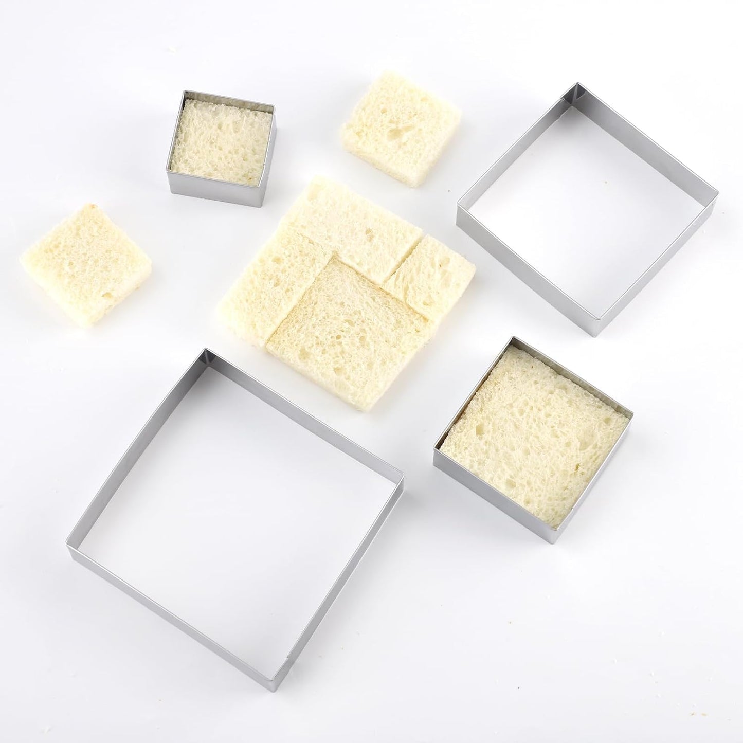 Square cookie cutters ANCKNE Stainless Steel Rectangle Biscuit Molds Square Pastry Molds Fondant Cake Cookie Cutter Set (2 "and 3" and 4 "and 5") 4pcs