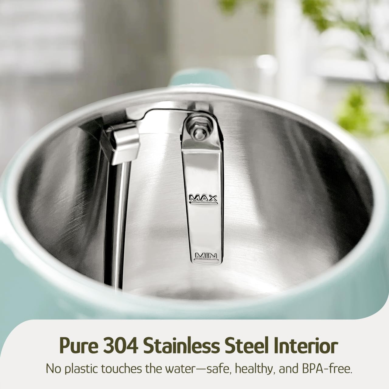 Hazel Quinn Retro Electric Kettle - 1.7 Liters / 57.5 Ounces Tea Kettle with Thermometer, All Stainless Steel, 1200 Watts Fast Boiling, BPA-free, Cordless, Automatic Shut Off - Mint Green