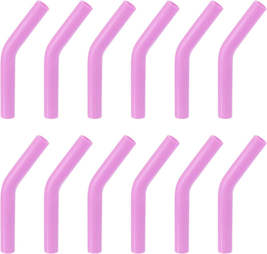 uxcell 12pcs Silicone Straw Tips, Silicone Straw Elbows Tip, Soft Reusable Metal Straw Covers Fit for 8mm/0.31" OD Stainless Steel Straws, Light Purple