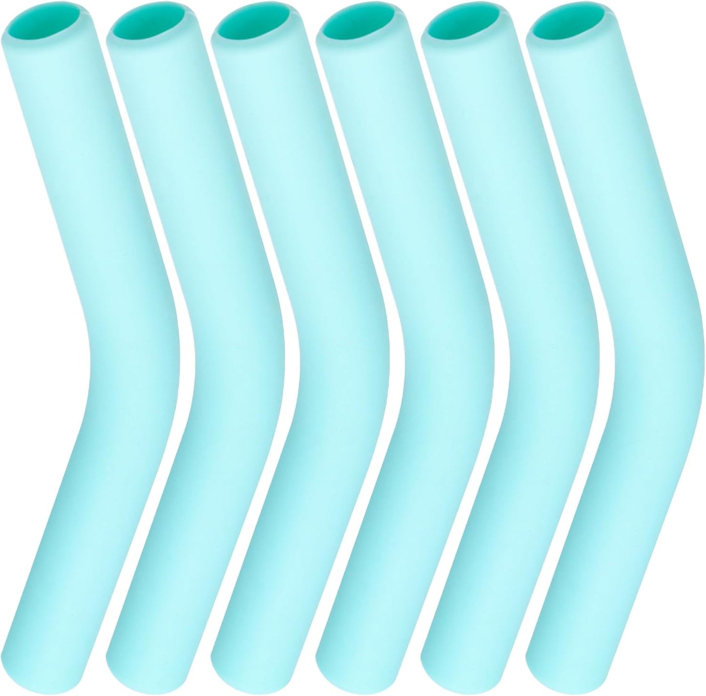 6pcs Food-Grade Silicone Straw Tips, Reusable Metal Straw Elbows Tips, Temperature Resistant Rubber Straw Covers Replacement Tip for 5/16" Stainless Steel Straws - Green