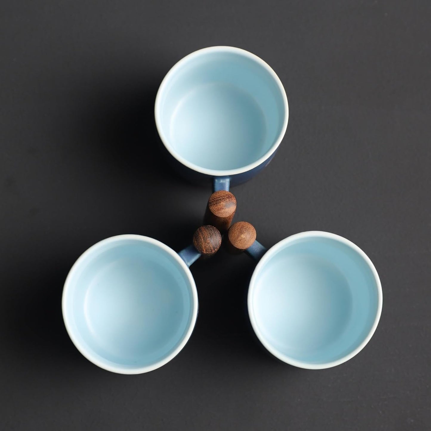 2.5oz Ceramic Espresso Cups with Wooden Handle, Small Coffee Cups Double Shot Espresso Cups Set of 4, WG025