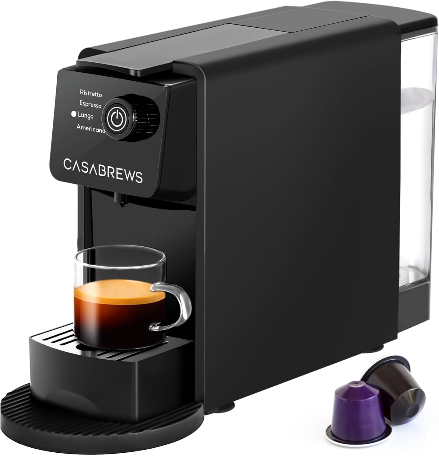 CASABREWS CM7036E Espresso Machine for Nespresso Original Pods, 20 Bar Compact Capsule Coffee Machine with 21 oz Removable Water Tank and 4 Brewing Modes, Mini Espresso Maker for Home or Office, Black