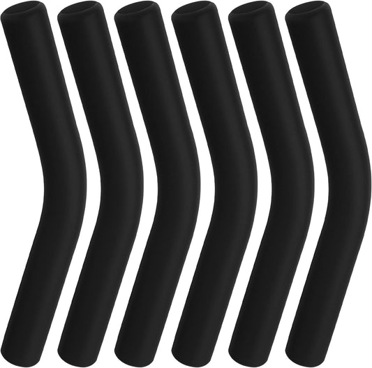 6pcs Food-Grade Silicone Straw Tips, Reusable Metal Straw Elbows Tips, Temperature Resistant Rubber Straw Covers Replacement Tip for 5/16" Stainless Steel Straws - Black