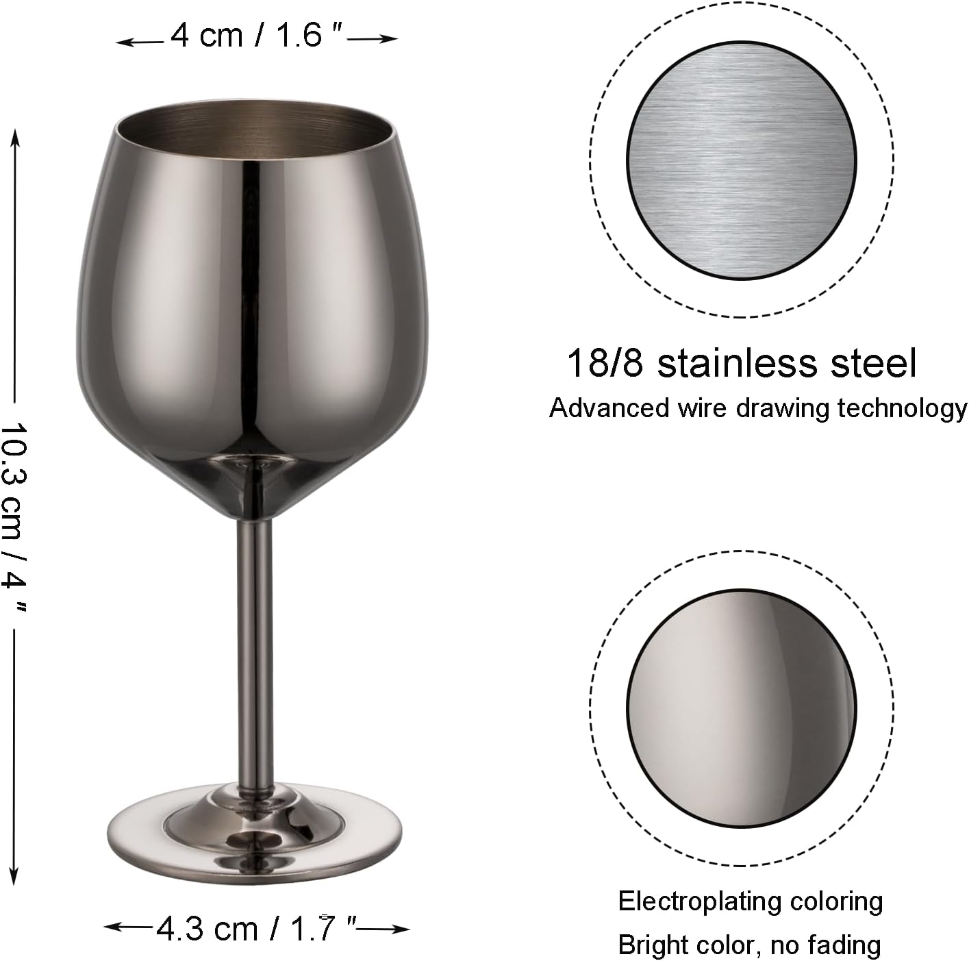 2 oz Shot Glasses, Stainless Steel Shot Glasses, Mini Wine Glass Perfect for Tasting Brandy,Suitable for family dinner party, party supplies, bar tools, gifts(set of 2) (Black)