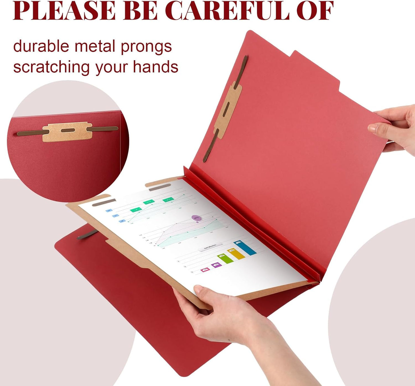 36 Pcs Classification Folders Letter Size, Back to School Supply for Teacher, Student, 1 Divider Pressboard File Folder Bulk with 2 Fasteners, 3.5 Inch Expanding File Organizer (Red)