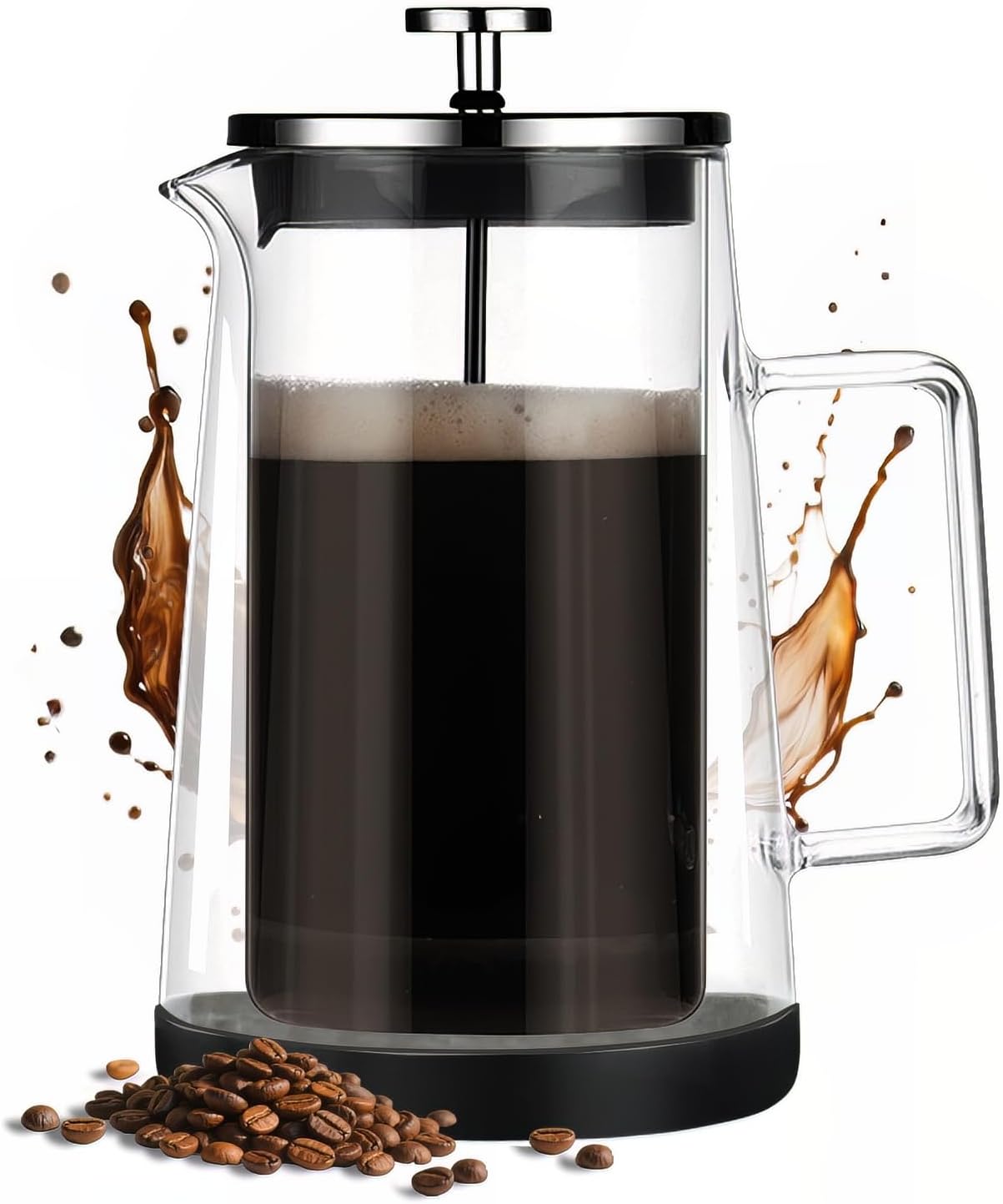 French Press Coffee Maker 34Oz - Double-Wall Insulated Borosilicate Glass - Ergonomic Handle - Coffee Gift - Tea & Coffee Press