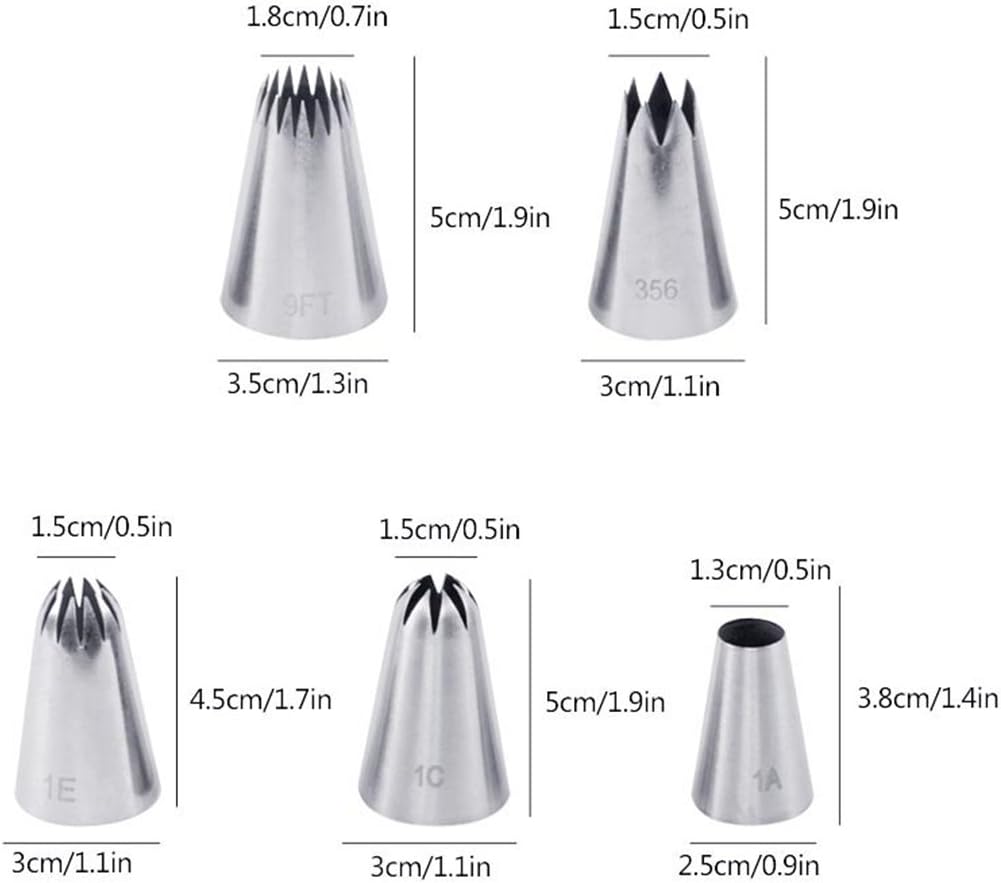 5 piece Stainless Steel Rose Flower Piping Tips Piping Nozzles Cake Decorating Supplies Cookies Cupcake Icing Decorating Supplies Decorating Kits Frosting Icing Tips Baking Set Tools #2