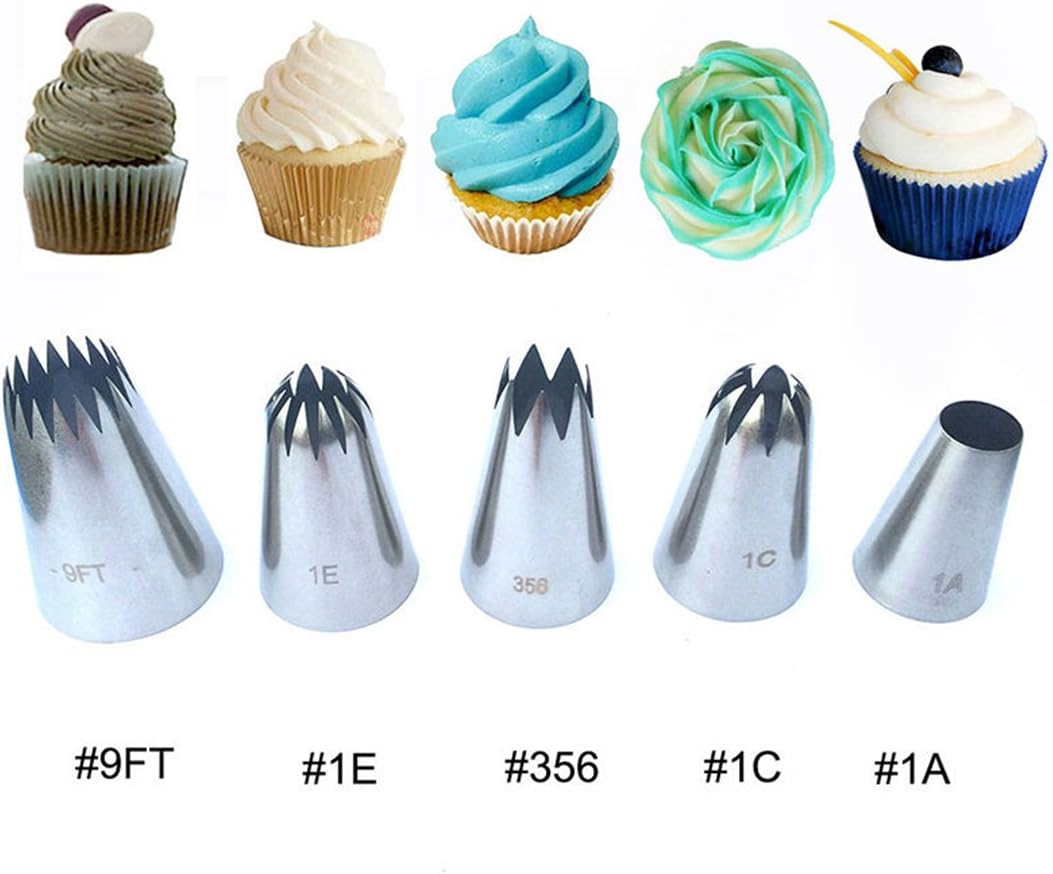 5 piece Stainless Steel Rose Flower Piping Tips Piping Nozzles Cake Decorating Supplies Cookies Cupcake Icing Decorating Supplies Decorating Kits Frosting Icing Tips Baking Set Tools #2