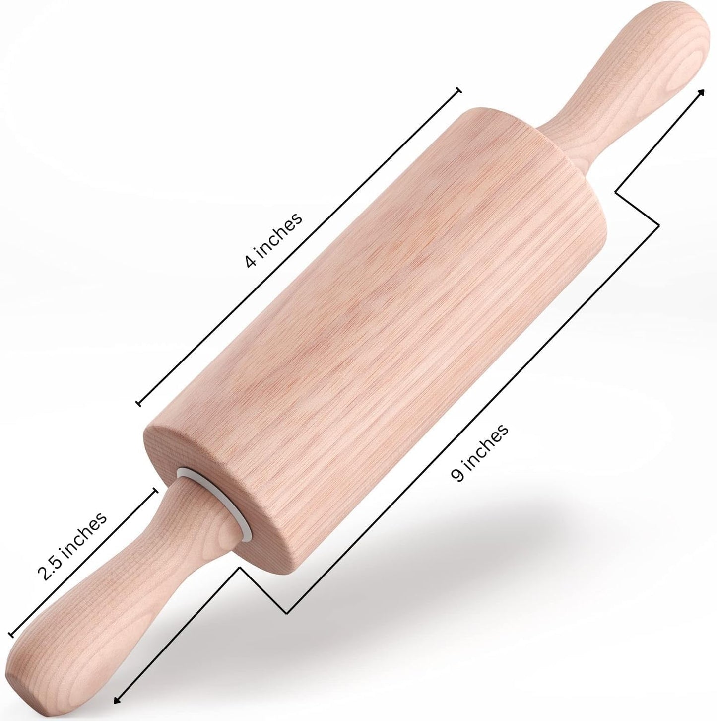 9-Inch Wooden Rolling Pin for Baking, Pastry, Fondant, and Children's Baking