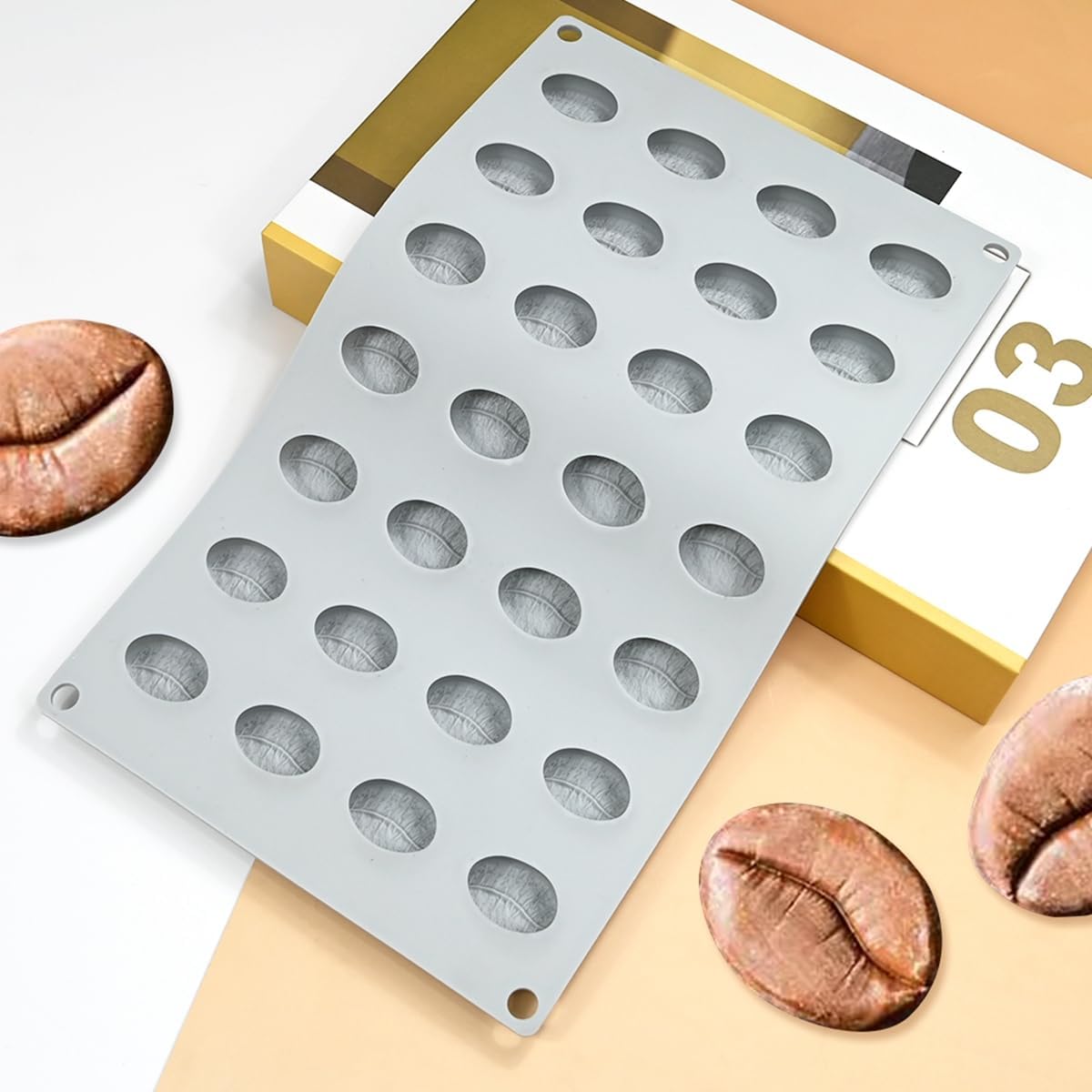 mostsom Bakeware Coffee Bean Shape Silicone Mold for Cake Mousse Dessert Chocoalte Non-Stick Soap Mould (K_ Coffee Bean)