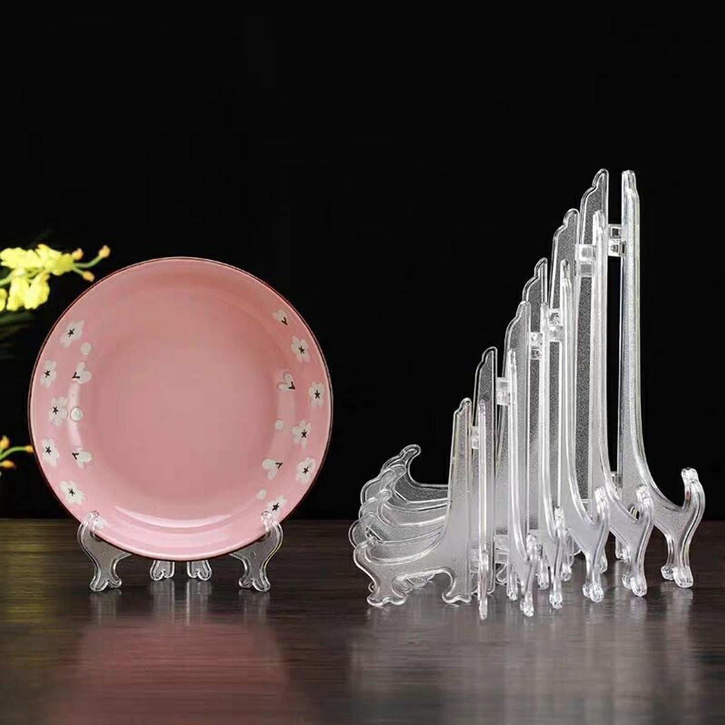 6 Pack 10 Inch Clear Plastic Easels or Stand/Plate Holders to Display Pictures or Other Items at Weddings, Plate Stands for Home Decoration, Birthdays, Tables