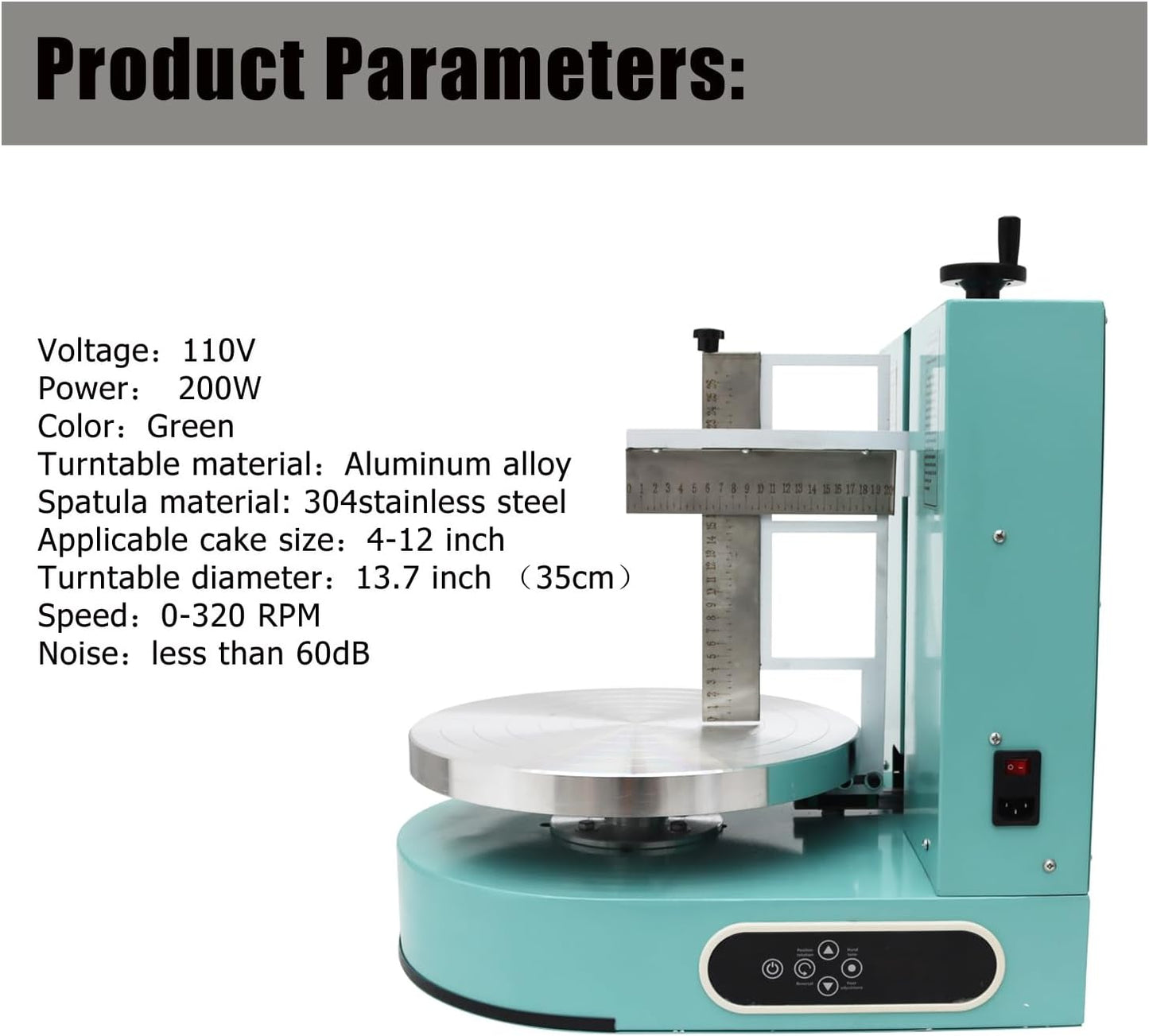 Cake Cream Spreading Coating Smearing Machine Cake Decorating Coating Machine Cake Cream Smoother Adjustable Cake Scraper for 4-12inch Cake 304 Stainless Steel Green