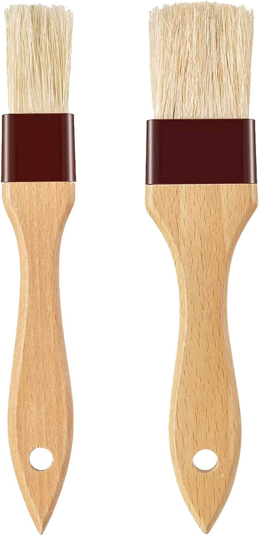Pastry Brush-Basting Brush for Cooking,2 Pc Boar Bristles Food Brush for BBQ,Beech Wooden Handle Butter Brush for Baking/Spreading Marinade/Sauce/Oil/Egg/Kitchen Brushes for Cooking(1 &1 1/2 inch)