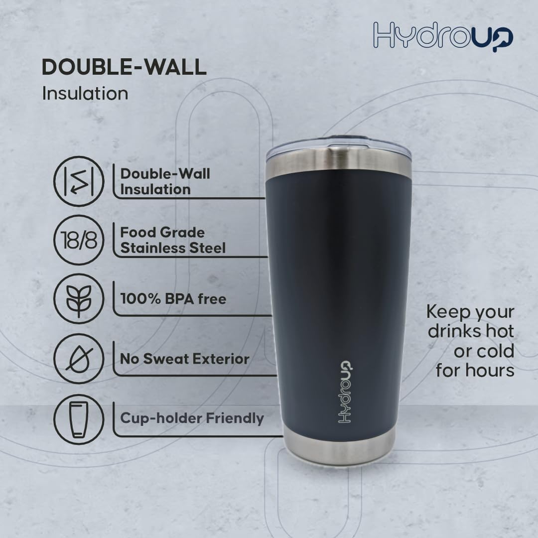 20 oz Tumbler Cup | Stainless Steel Insulated Coffee Mug with Lid | Coffee Travel Mug & Iced Coffee Cup | Leakproof Coffee Tumbler | BPA-Free Insulated Tumblers (Navy)