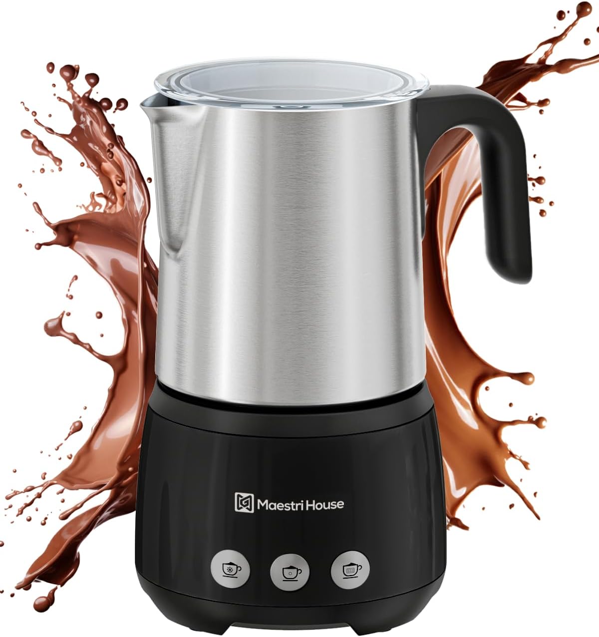 Maestri House Milk Frother, 4-in-1 Electric Milk Steamer and Frother, 16.9OZ 600W Smart Touch Control Hot and Cold Foam Maker, Memory Function for Latte, Cappuccinos, Warm Milk, Hot Chocolate Milk