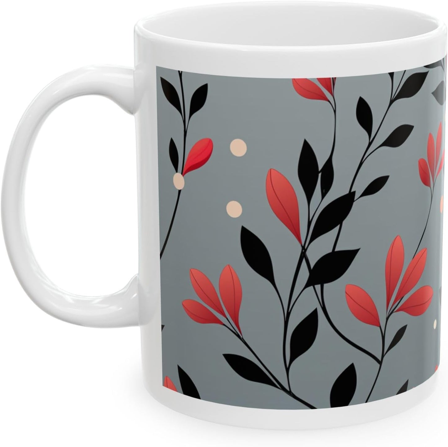 11 OZ Novelty Coffee Mugs - Christmas Gift (Leaf Flower Design)