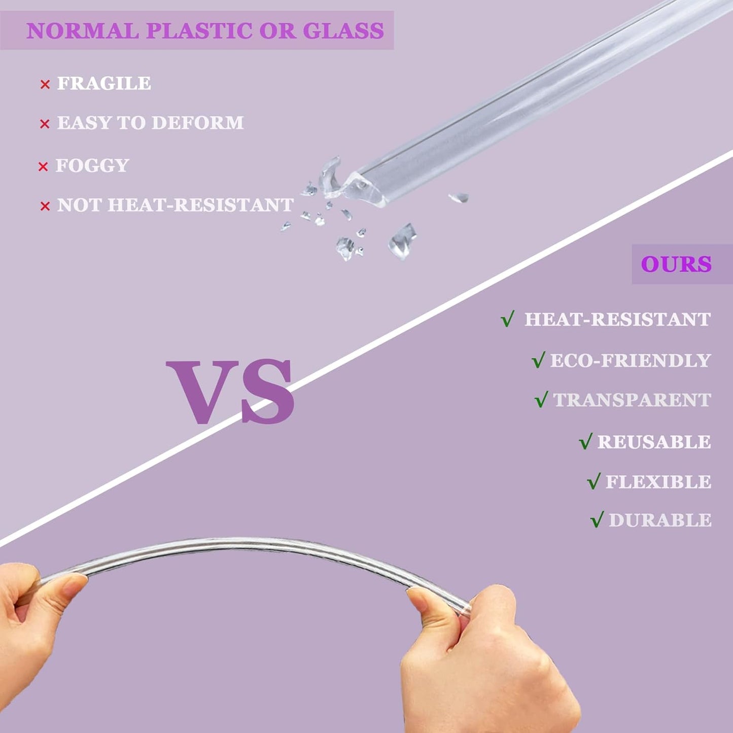 6 Pcs Reusable Color Silicone Straw Tips with 6 Pcs Clear Plastic Straws Compatible with Stanley 40/30 oz Cup Tumbler 8mm Drinking Long Straws with Flex Elbow Silicone Covers, 1 Cleaning Brush