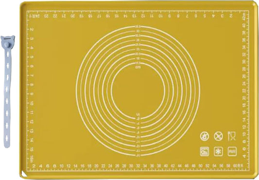 Silicone Pastry Mat 24"*16" Extra Thick Non Stick Baking Mat with Measurement Food Grade Silicone Rolling Dough Mat, Fondant, Pie Crust Mat, Kitchen Mat with Hang Holes, Raised Edge