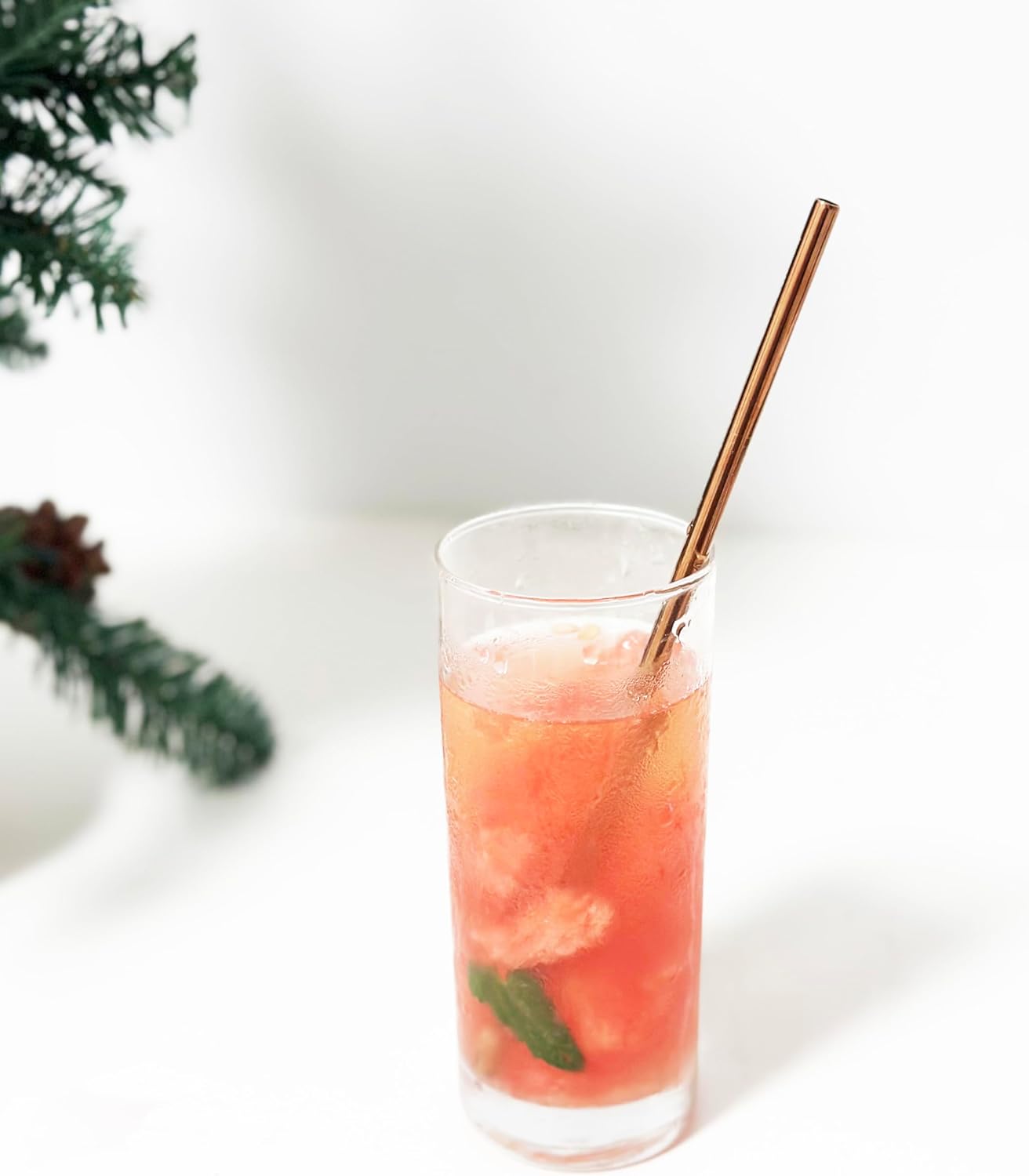 10 Pcs Stainless Steel Straws, Reusable Drinking Straws, 5 Straight + 5 Bent Metal Straws Set With 2 Pcs Cleaning Brushes (Rose Gold, 10.5 Inch)