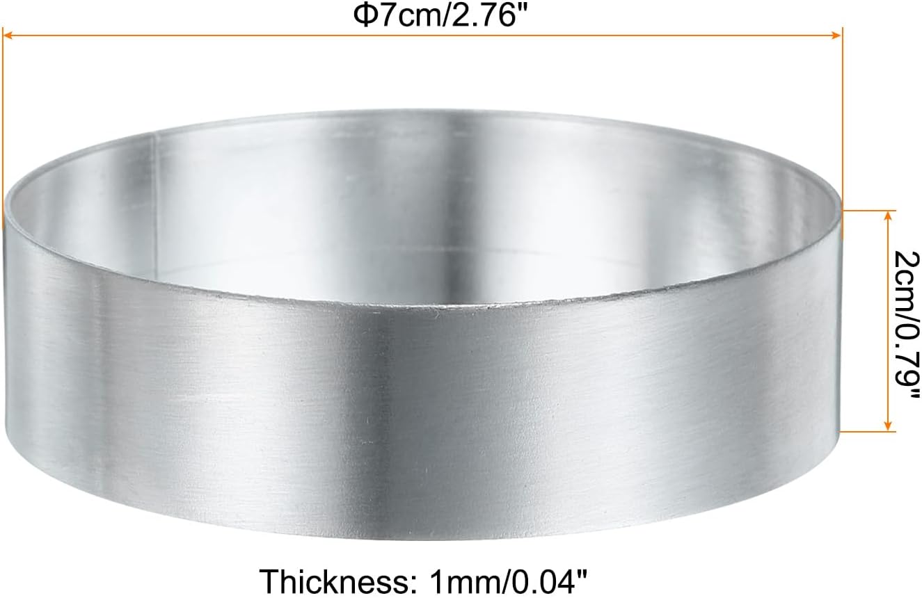 HARFINGTON Round Cake Ring 2.76 x 1 Inch Seamless Stainless Steel Pastry Mousse Dessert Ring Mirror Coating for Baking Cooking English Muffins Crumpet Making Tool