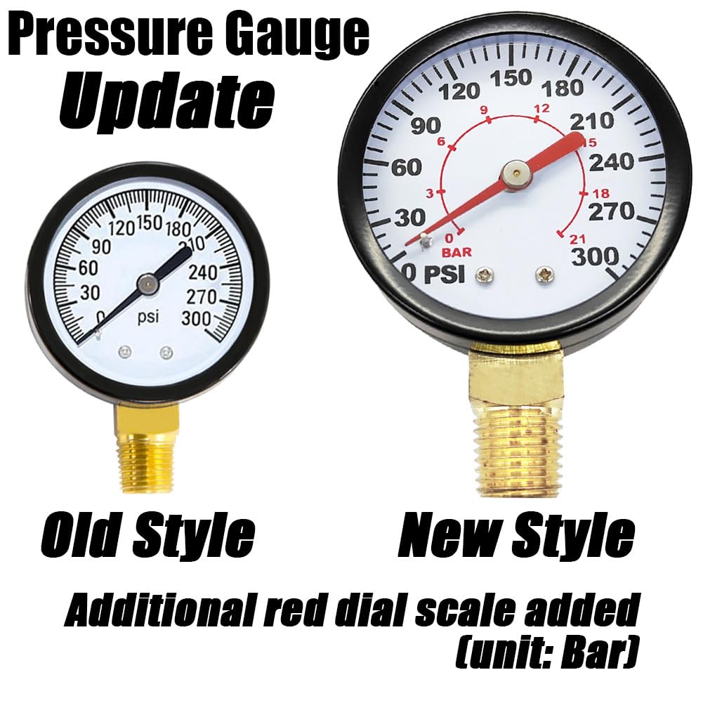 1/4" NPT 300Psi Steel Economical All Purpose Pressure Gauge with Brass Internals 2" Dial Display Bottom Mount
