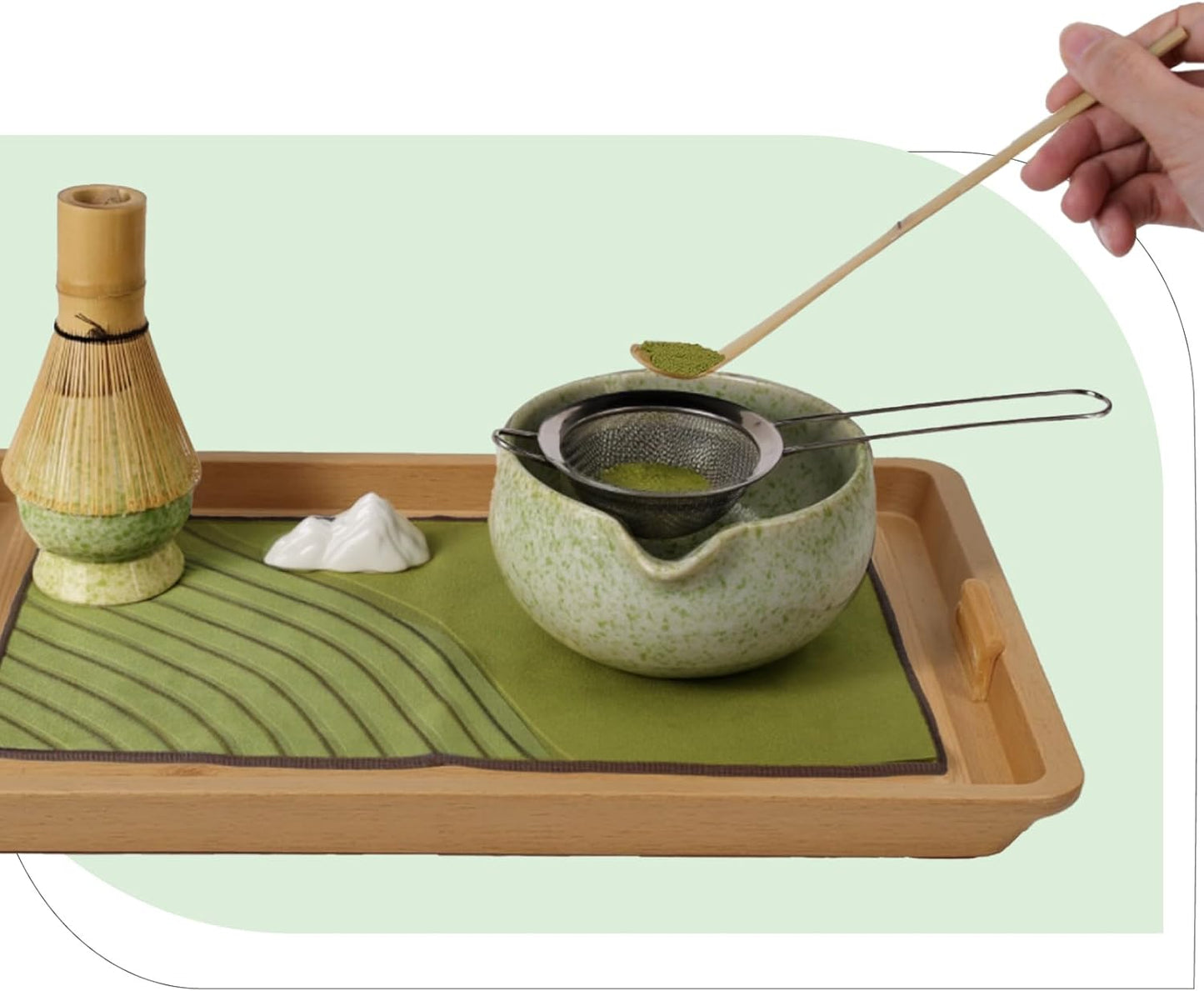 Inmorven Matcha Whisk Set, 7 Pcs Matcha Kit Includes Matcha Bowl, Whisk & Holder, Bamboo Scoop, Scoop Rest, Sifter & Tea Towell - Japanese Tea Tools For Ceremony Gift