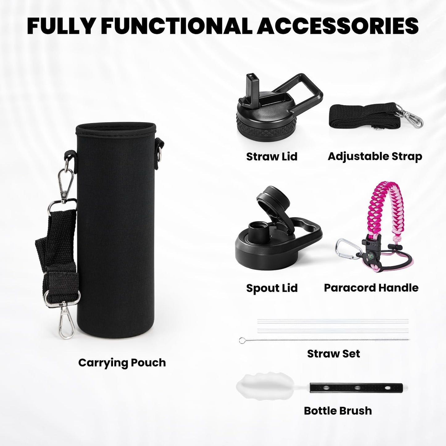 Insulated Water Bottle 20 oz, Triple Wall Vacuum Stainless Steel (Cold for 48 Hrs), Leak Proof & Non-BPA, Kids Water Bottle Jug for School with Straw Spout Lids, Ombre Pink