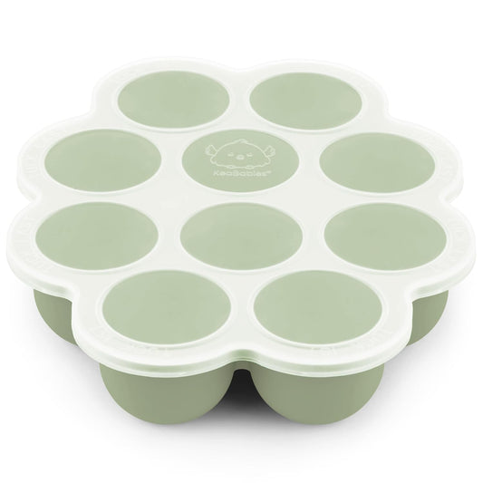 KeaBabies Silicone Food Freezer Trays with Lid, 2oz x 10 Pods Baby Food Storage Containers, Easy Puree Meal Prep, Breast Milk Silicone Freezer Molds, Dishwasher, Microwave Safe, BPA-Free (Sage)