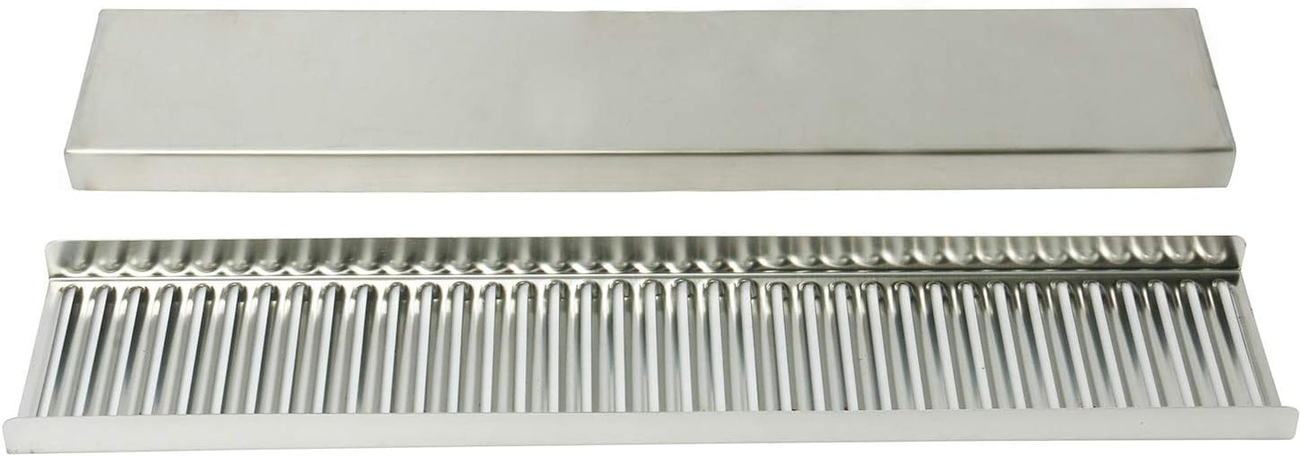 DasMarine 19" Length 4" Width Rectangular Stainless Steel Beer Surface Mount Drip Tray, No Drain, Silver