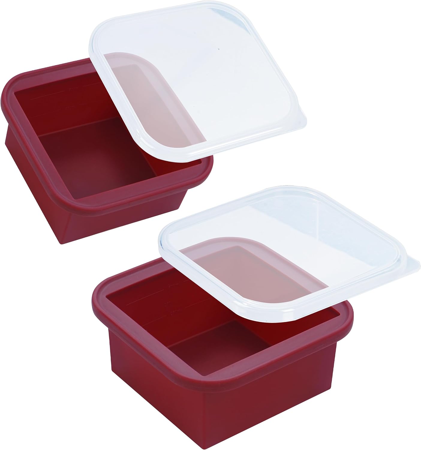 2-Cup Silicone Freezer Trays with Lids – Perfect for Meal Prep, Portion Control, and Easy Freezing-Meal Prep Container Molds for Soup,Leftovers (Cranberry, 2 Pack)